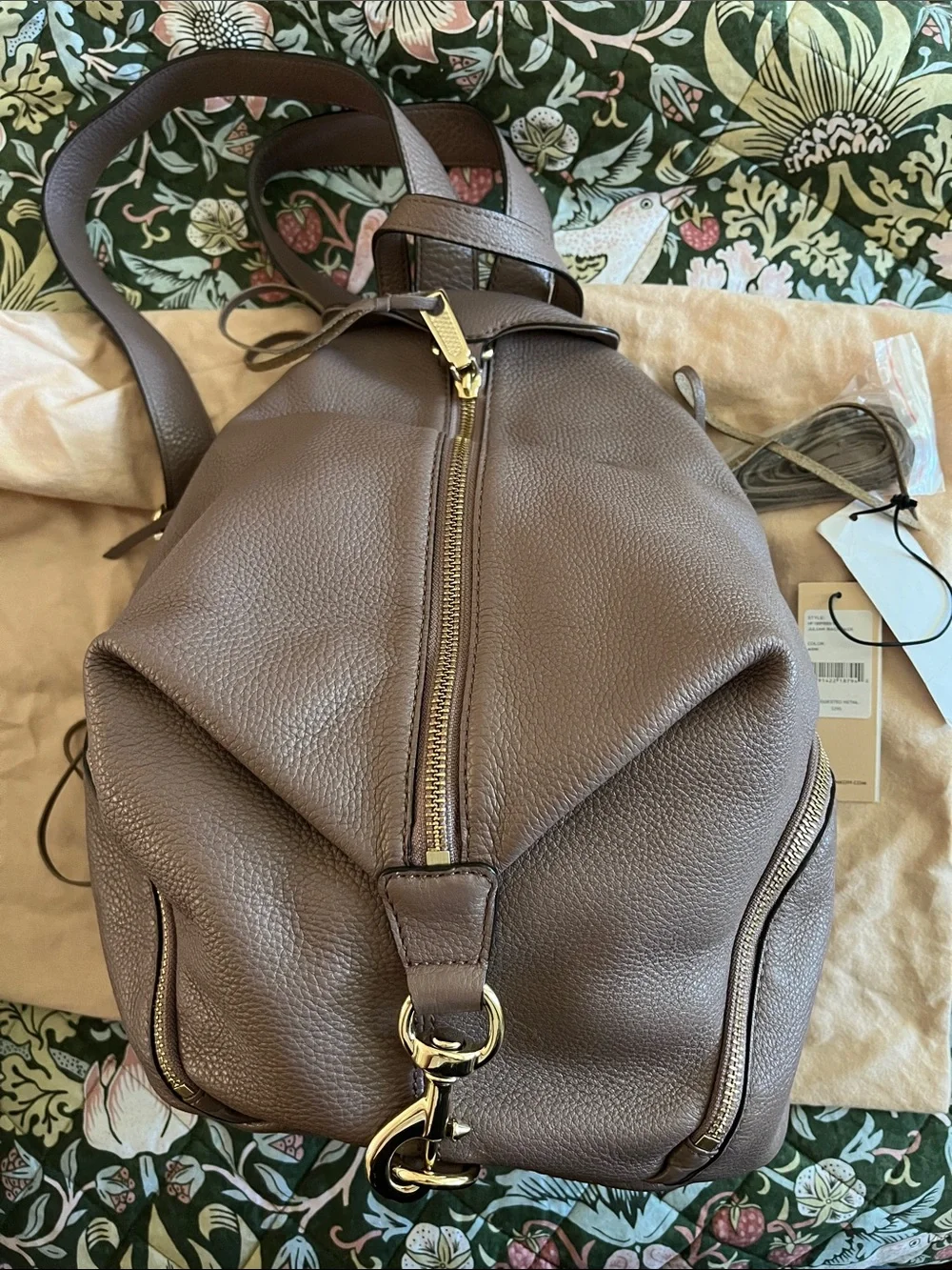 Rebecca Minkoff pebble leather backpack with gold hardware